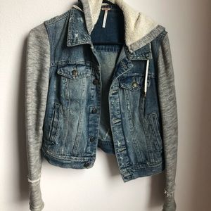 Free People Denim Knit Jacket